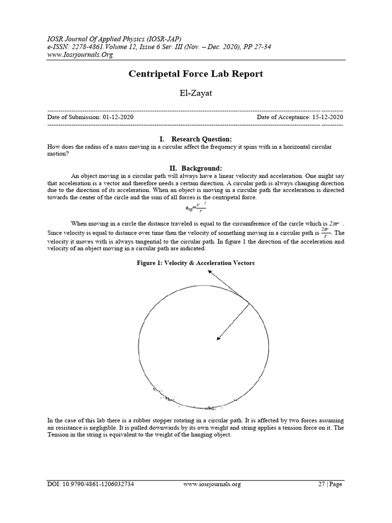 Centripetal Force Lab Report Analysis | PDF | Acceleration | Force