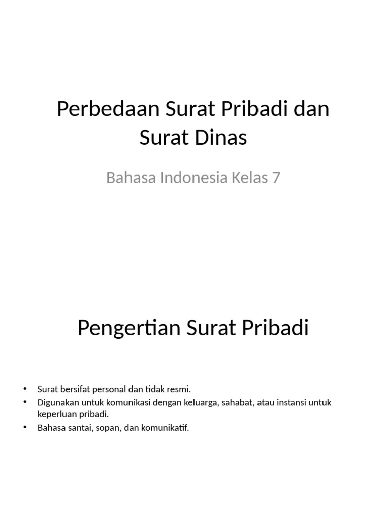 Perbedaan Surat Pribadi dan Dinas | PDF