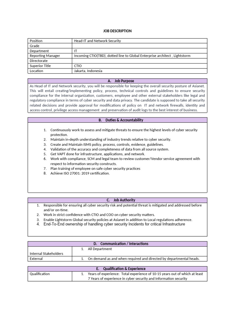 JD Head - IT and Network Security | PDF | Computer Security | Security