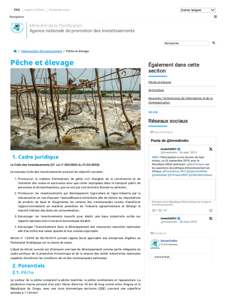 Opportunités de pêche en RDC | PDF | Aquaculture | Investir