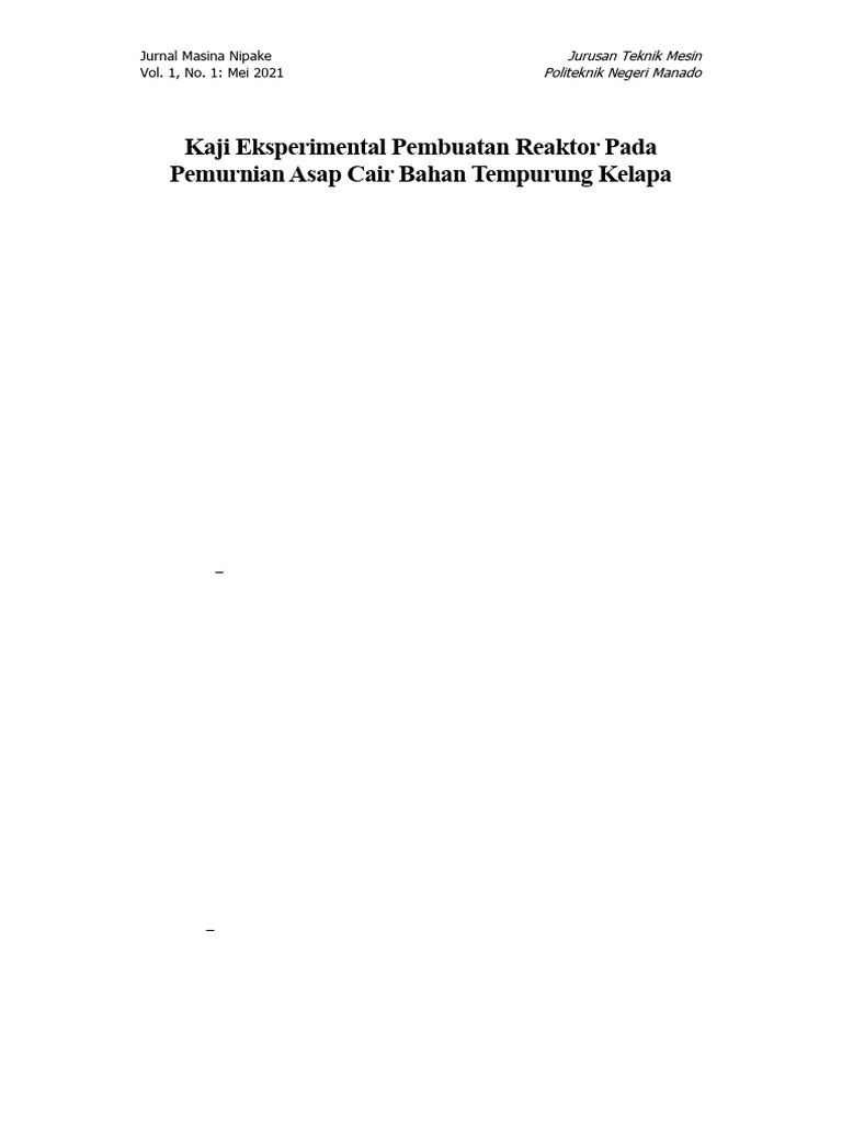 Kaji Eksperimental Pembuatan Reaktor | PDF