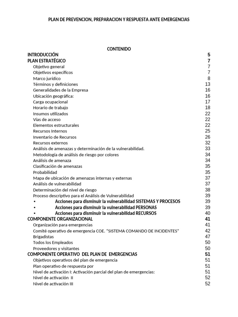 Plan de Emergencias y Prevención | PDF | Seguridad y salud ocupacional ...