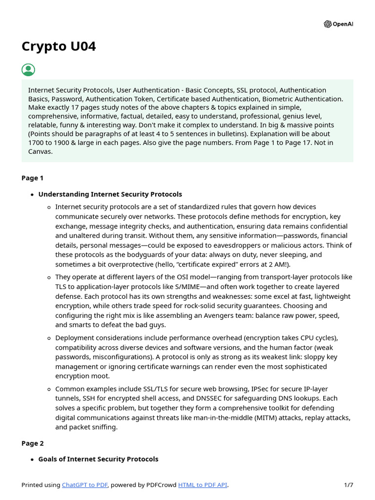 Internet Security Protocols Overview | PDF | Transport Layer Security ...