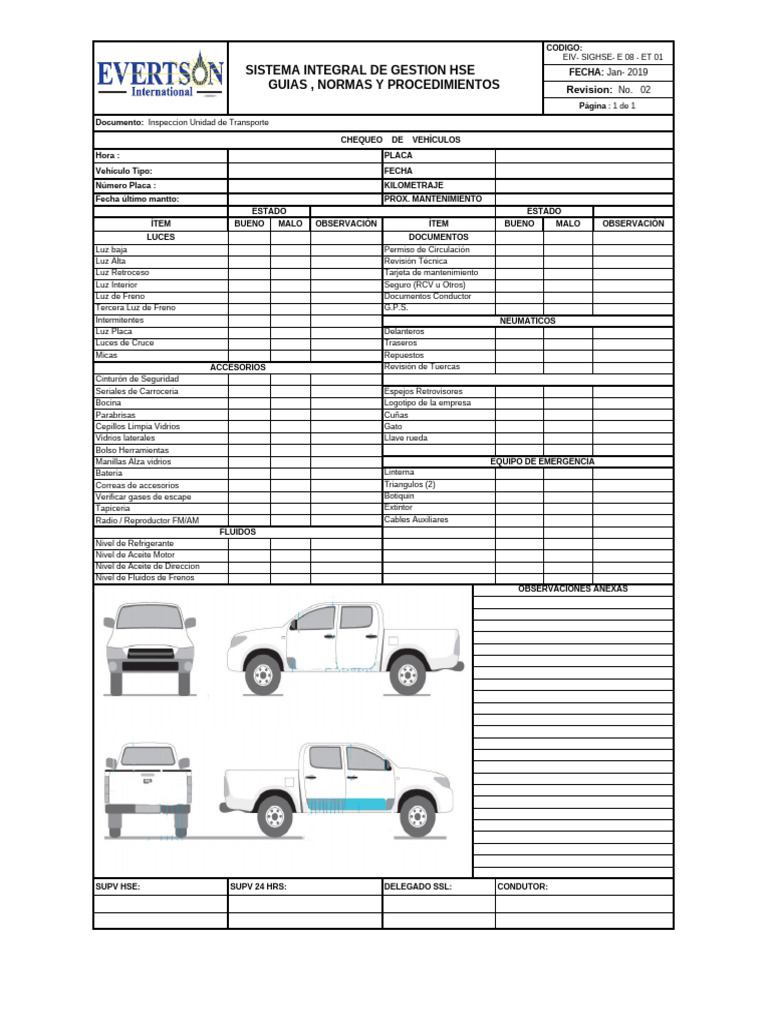 Inspección Vehicular y Montacargas | PDF | Vehículo de motor | Vehículos