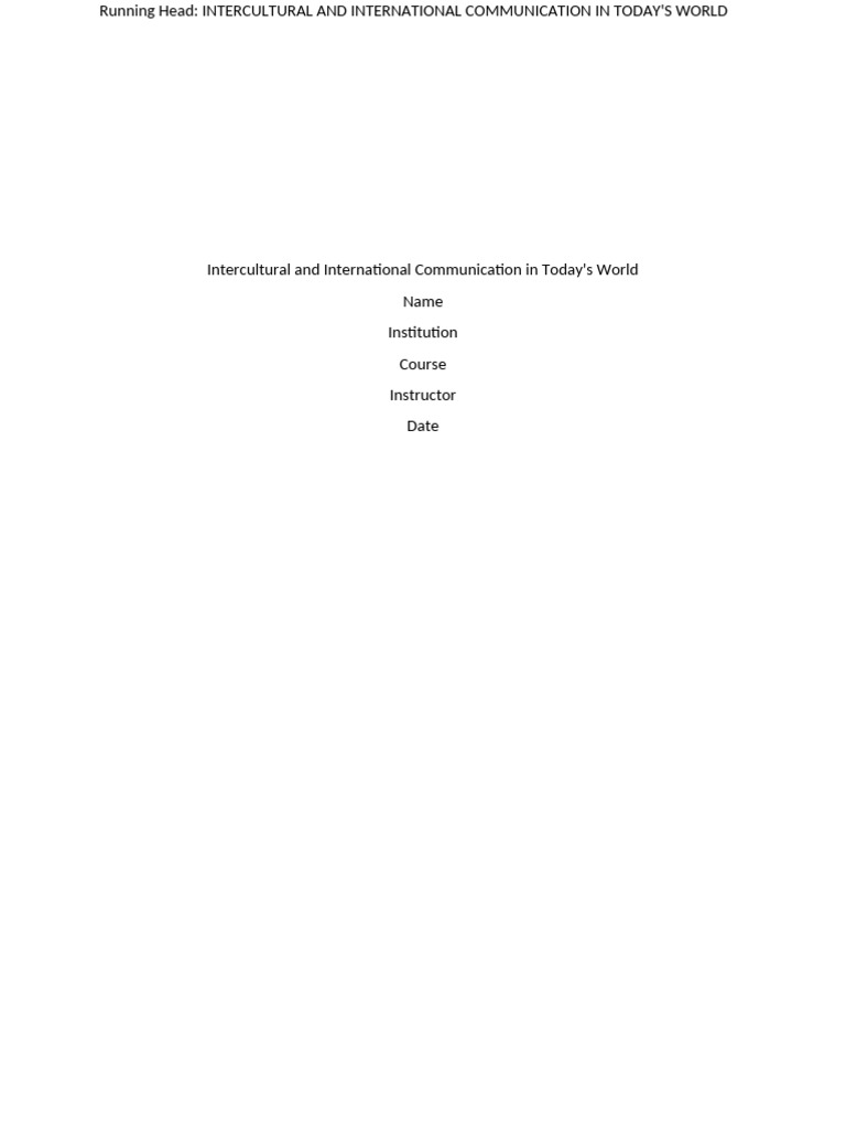 Intercultural and International Communication | PDF | Communication ...