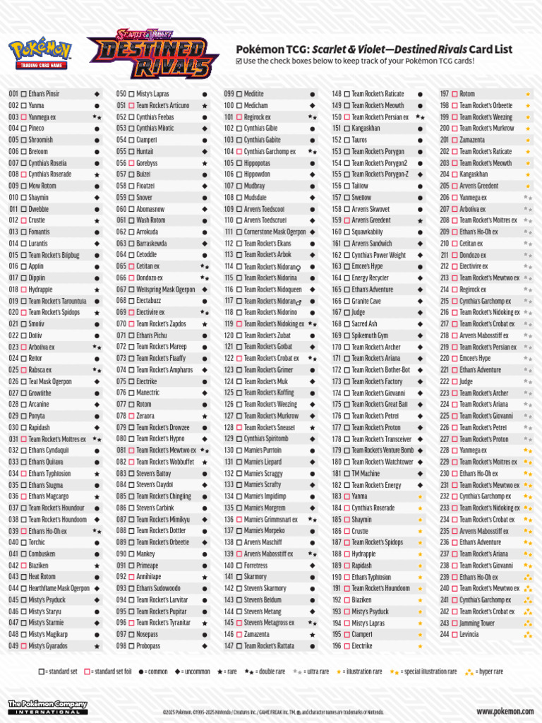 destined rivals pokemon tcg card list Destined Rivals: Build & $2,602+