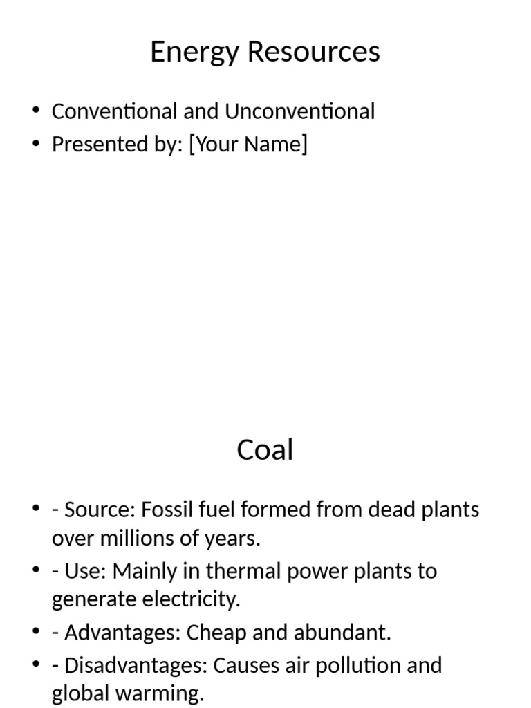 Energy Resources Presentation | PDF | Energy Development | Electricity ...