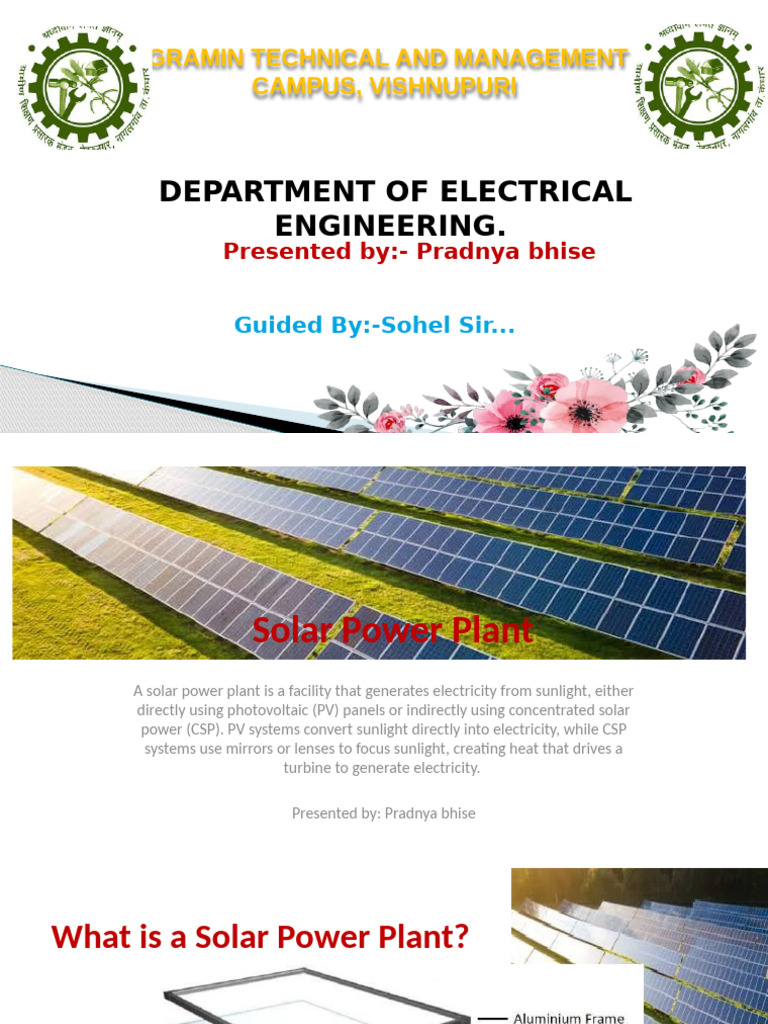 Solar Power Plant Overview and Benefits | PDF | Solar Power | Photovoltaics