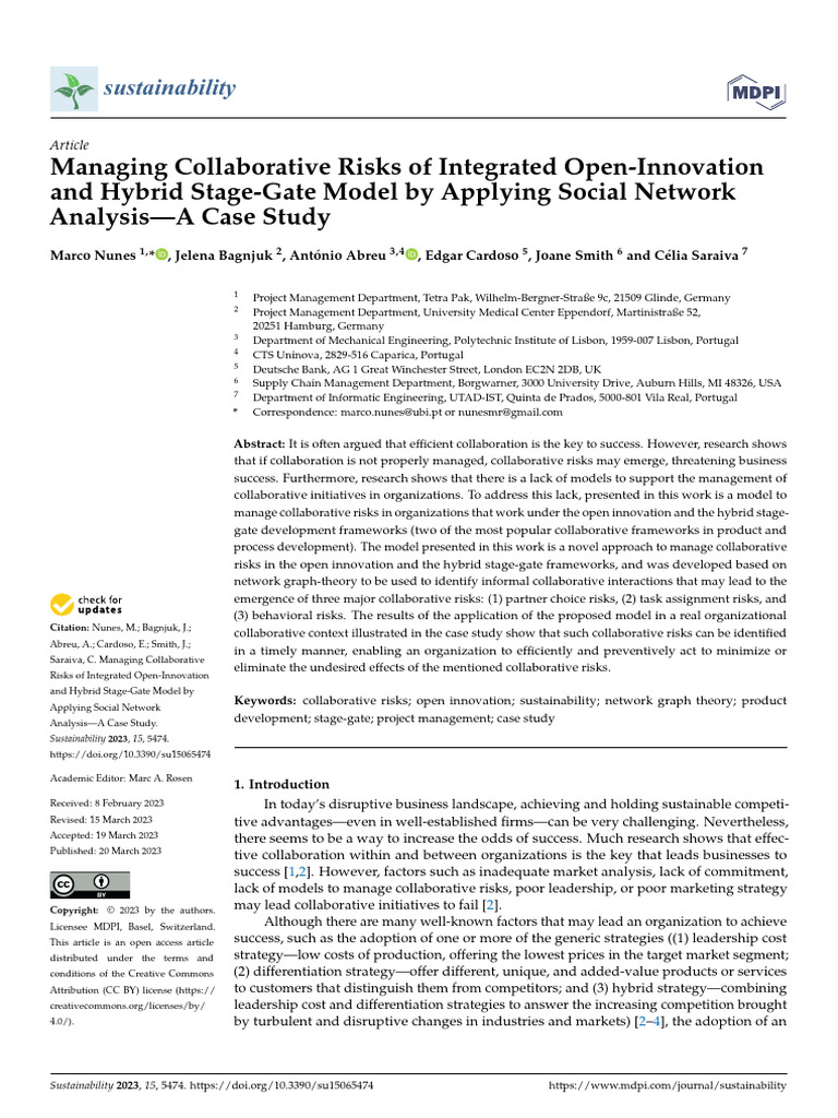 Managing Collaborative Risks in Innovation | PDF | Innovation | Risk