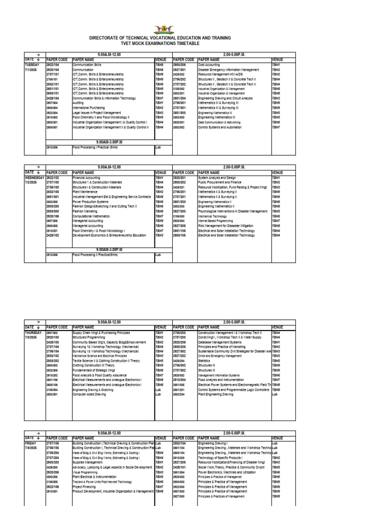 Tvet Mock Exams - 250603 - 104044 | PDF | Engineering | Operations ...