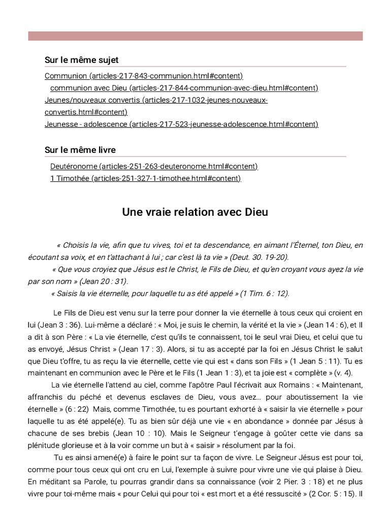 Vivre en communion avec Jésus Christ | PDF | Dieu | Épître aux Romains
