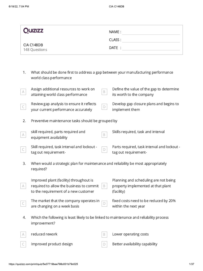 CMRP Exam Sample Questions and Insights | PDF | Reliability Engineering ...