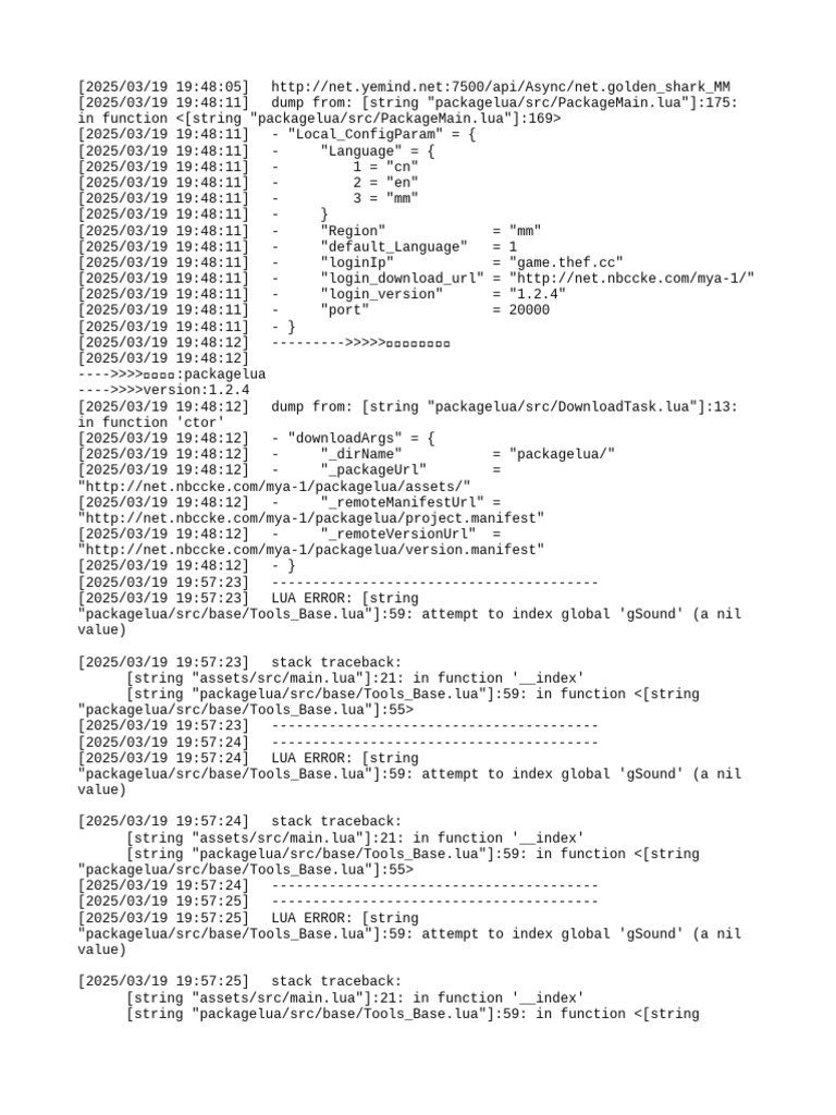 Lua Error Logs and Config Details | PDF | Computer Programming | Models ...