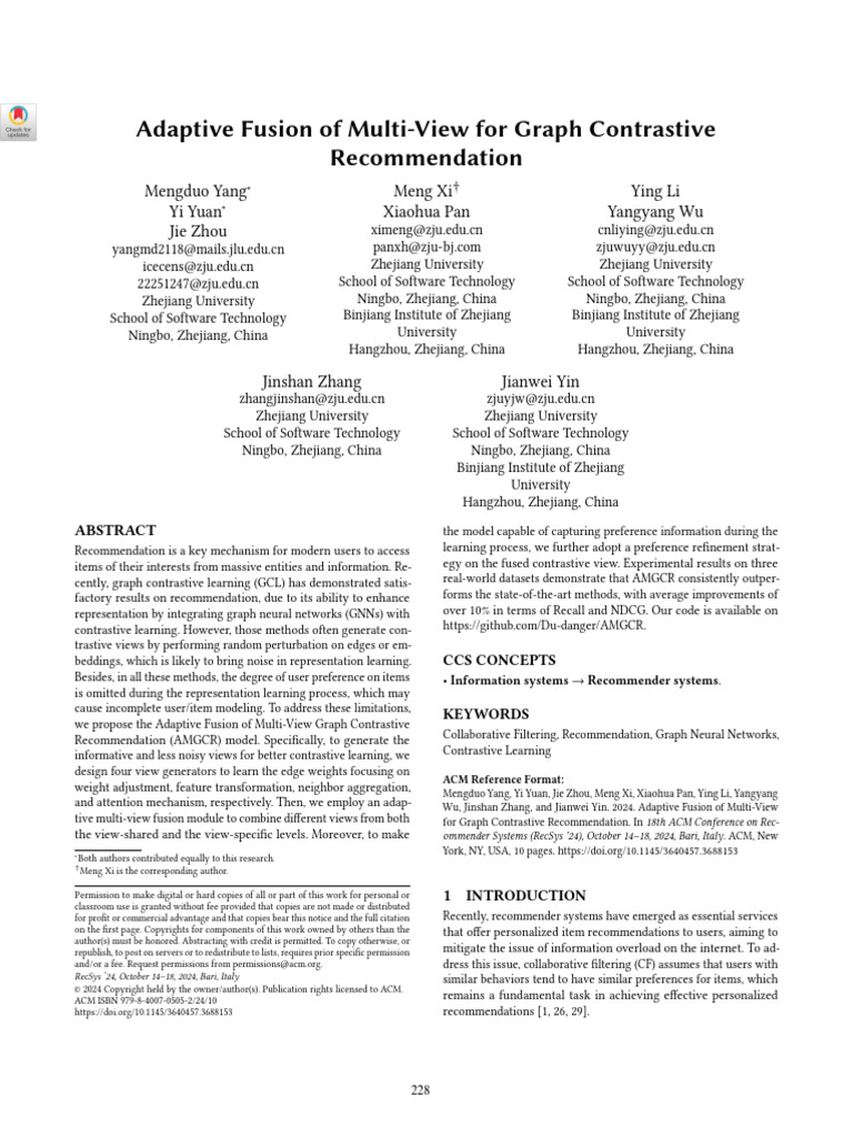 Adaptive Fusion of Multi-View For Graph Contrastive Recommendation ...