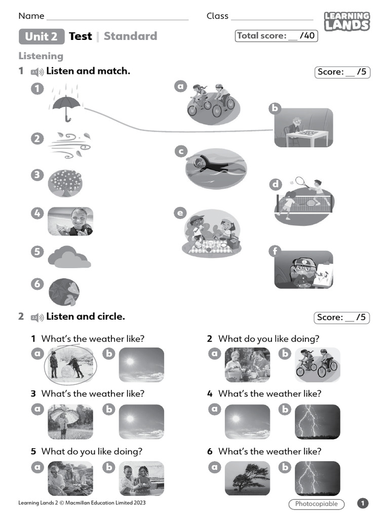 Learning Lands 2 Unit 7 Test | PDF