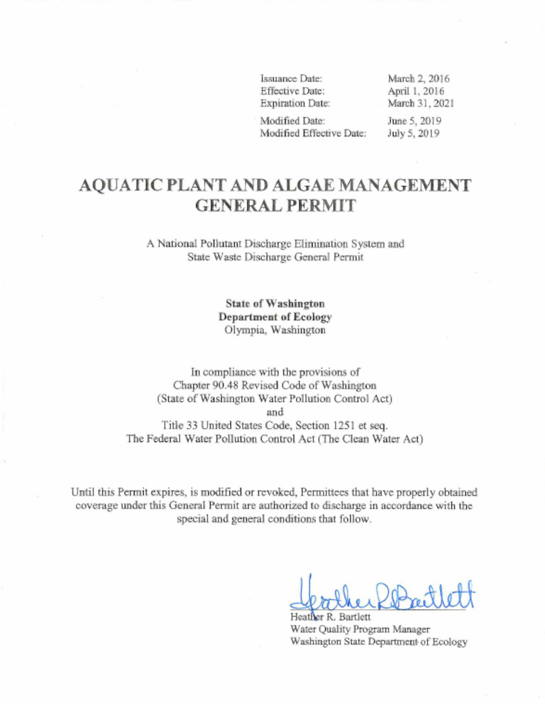 Aquatic Plant Management Permit Guide | PDF | Pesticide | Wetland