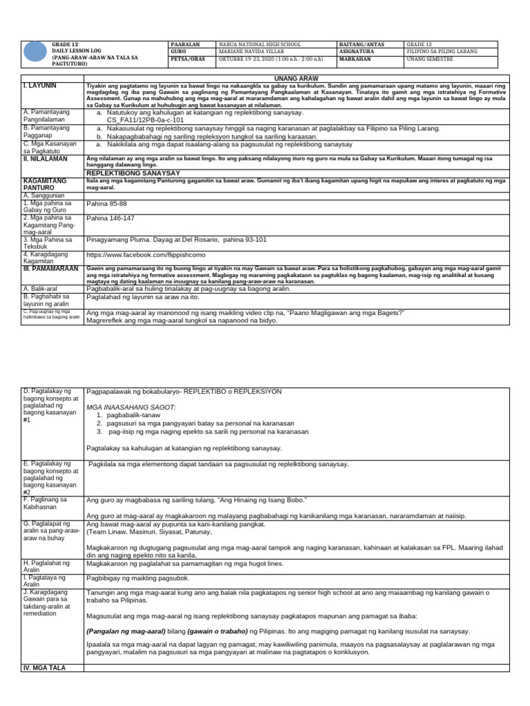 DLL Replektibo Cot | PDF