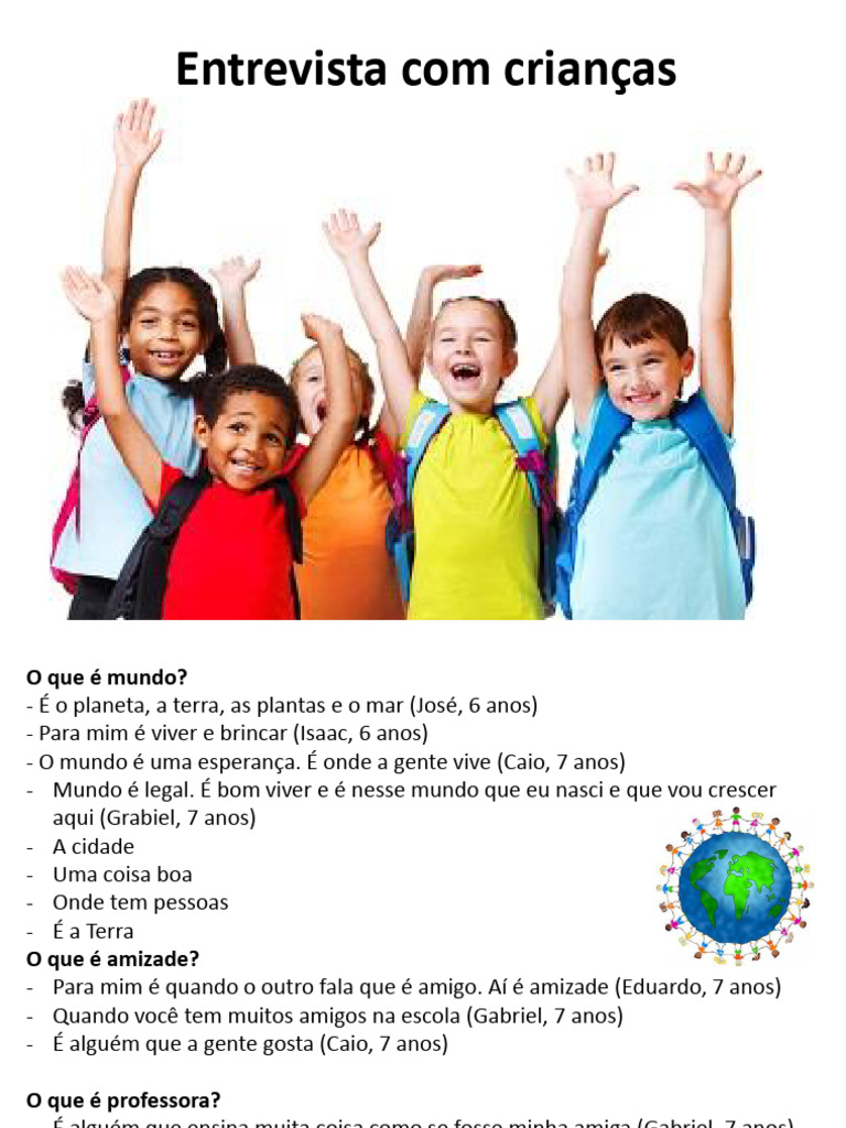 Respostas de Crianças sobre Mundo e Escola | PDF