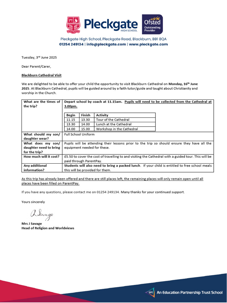 Cathedral Updated Letter | PDF