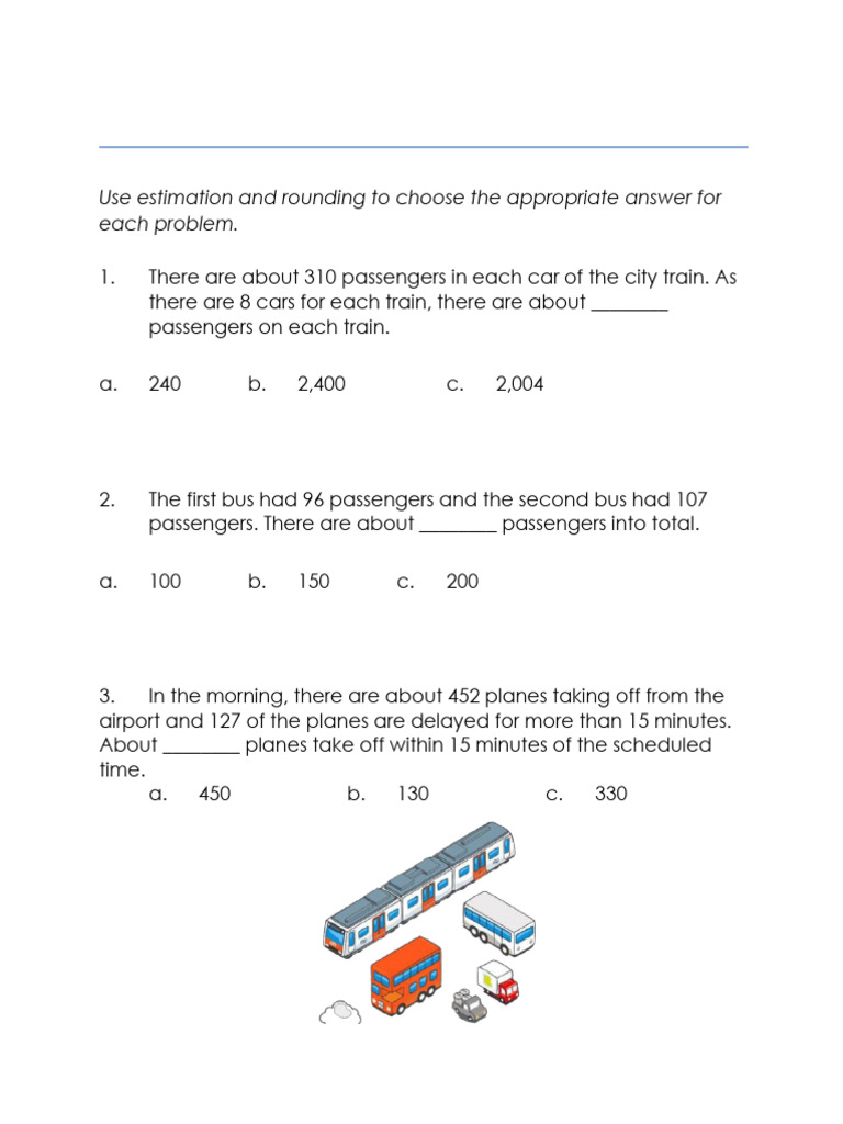 Estimation Word Problems for Grades 4-5 | PDF