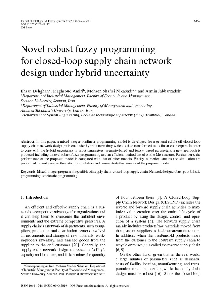 Robust Fuzzy Programming for Supply Chains | PDF | Supply Chain