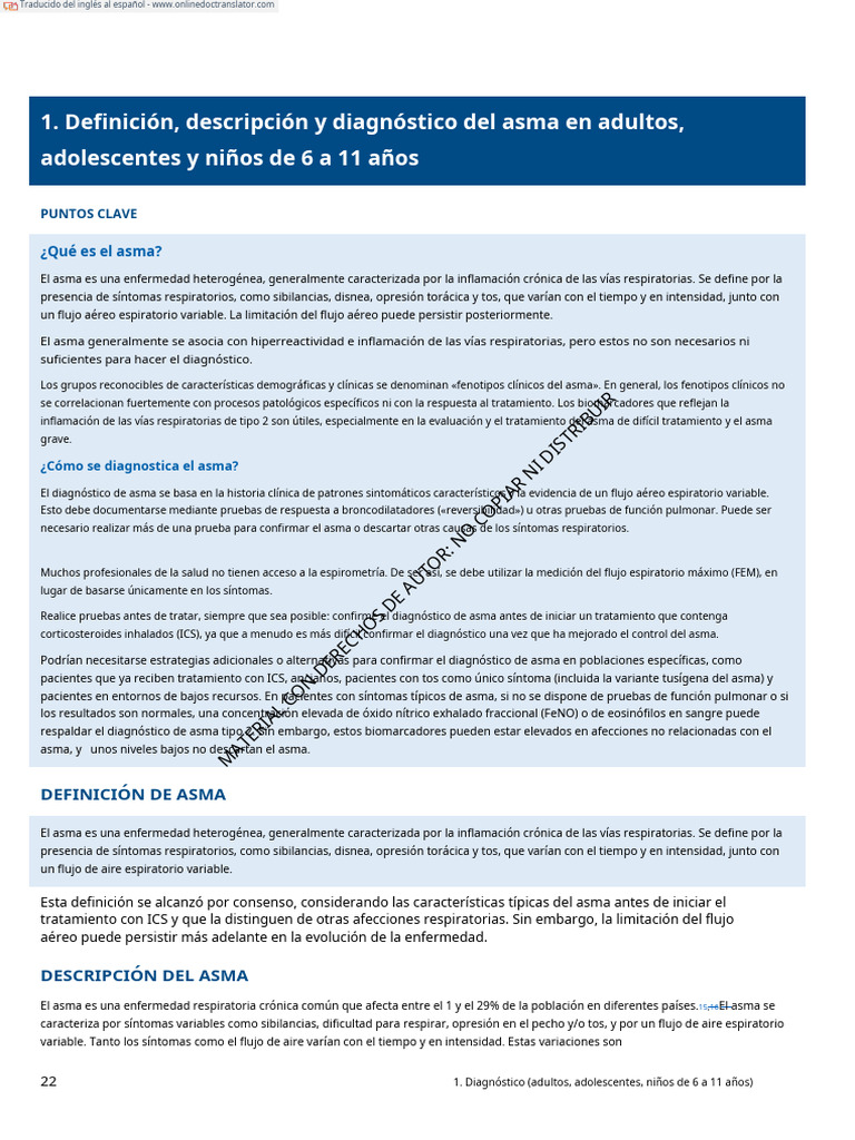 Guía GINA 2025: Diagnóstico del Asma | PDF | Asma | Tos