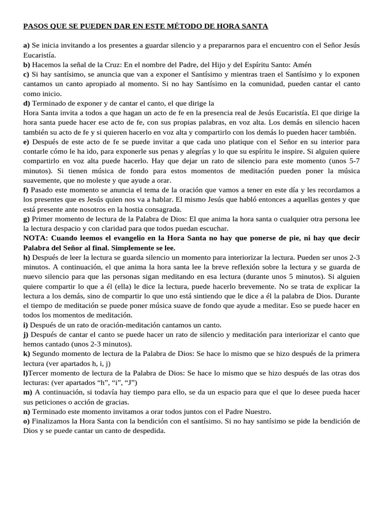 Guía para la Hora Santa Eucarística | PDF | eucaristía | Oración