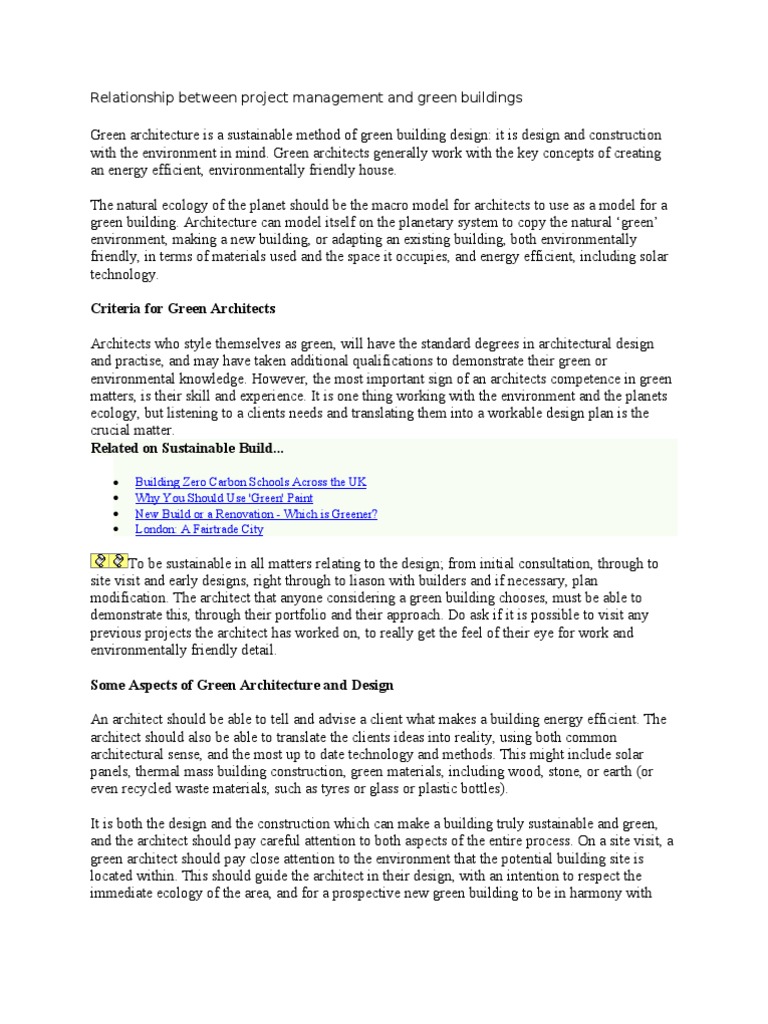 Project Management in Green Building Design | PDF | Green Building ...