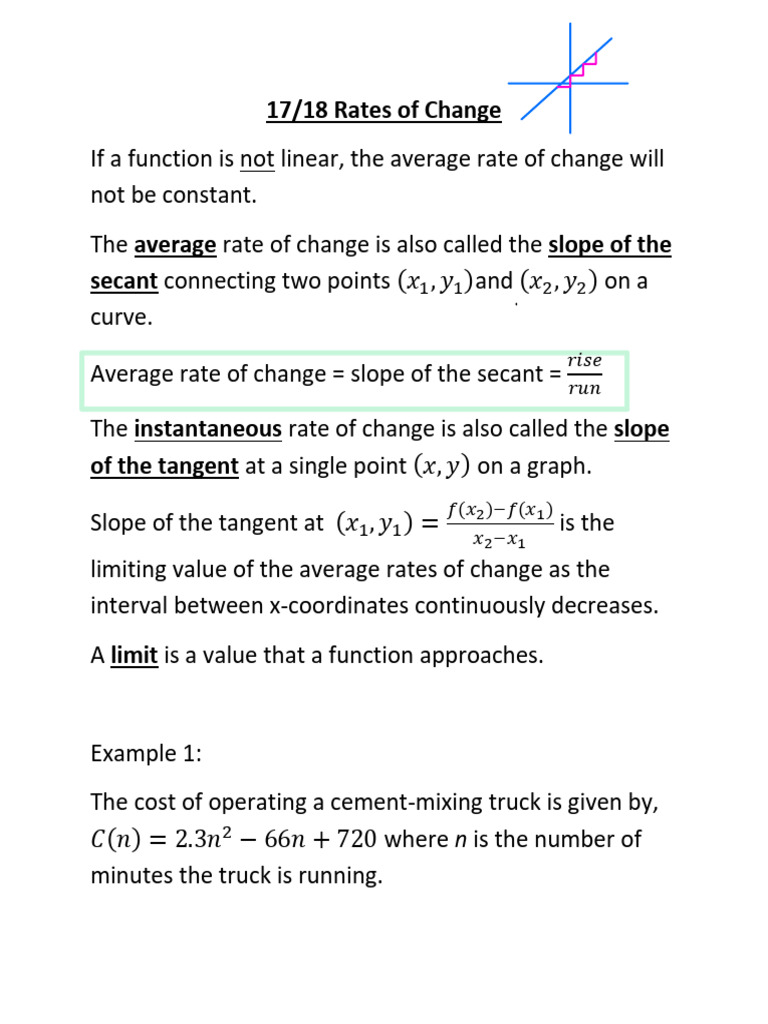 17&18 Rates of Change | PDF | Slope | Derivative
