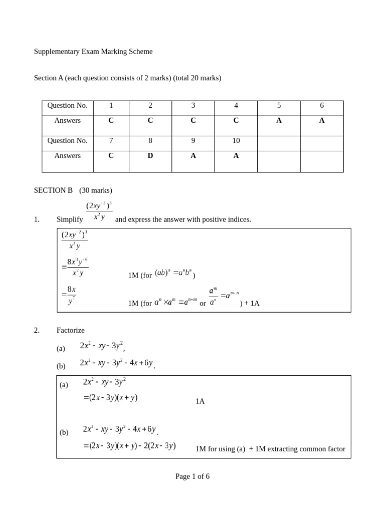 Supplementary Exam Marking Scheme | PDF | Line (Geometry) | Chess