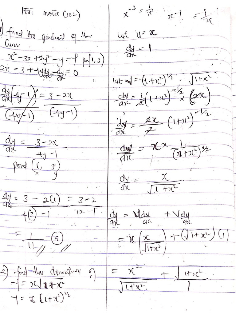 Math 102 Test Solutions | PDF