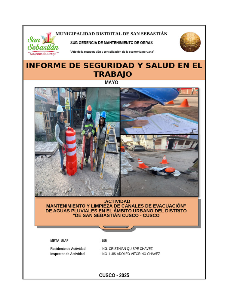 Informe Mensual Mayo de Sst-2025 Meta 105 | PDF | Seguridad y salud ...