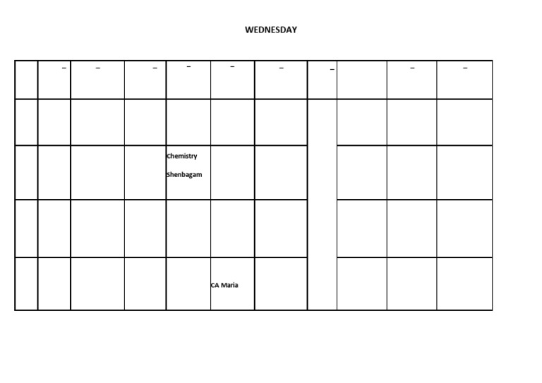 Wednesday Class Schedule for XI Students | PDF