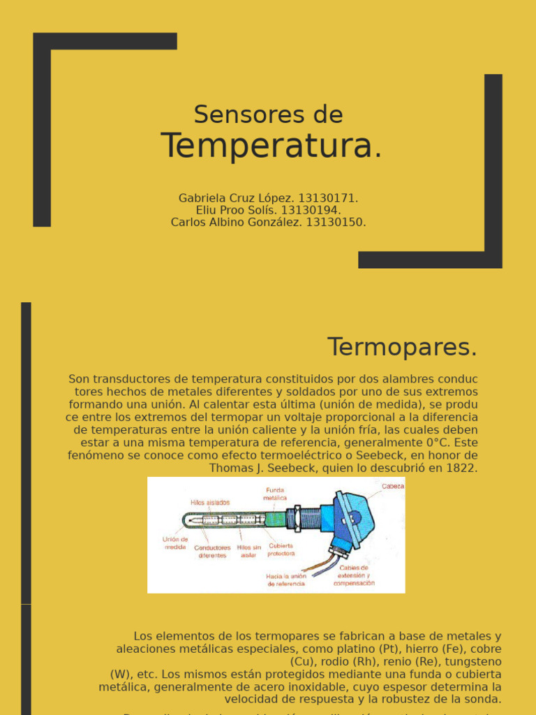 Tipos y Funcionamiento de Sensores de Temperatura | PDF | Resistor ...