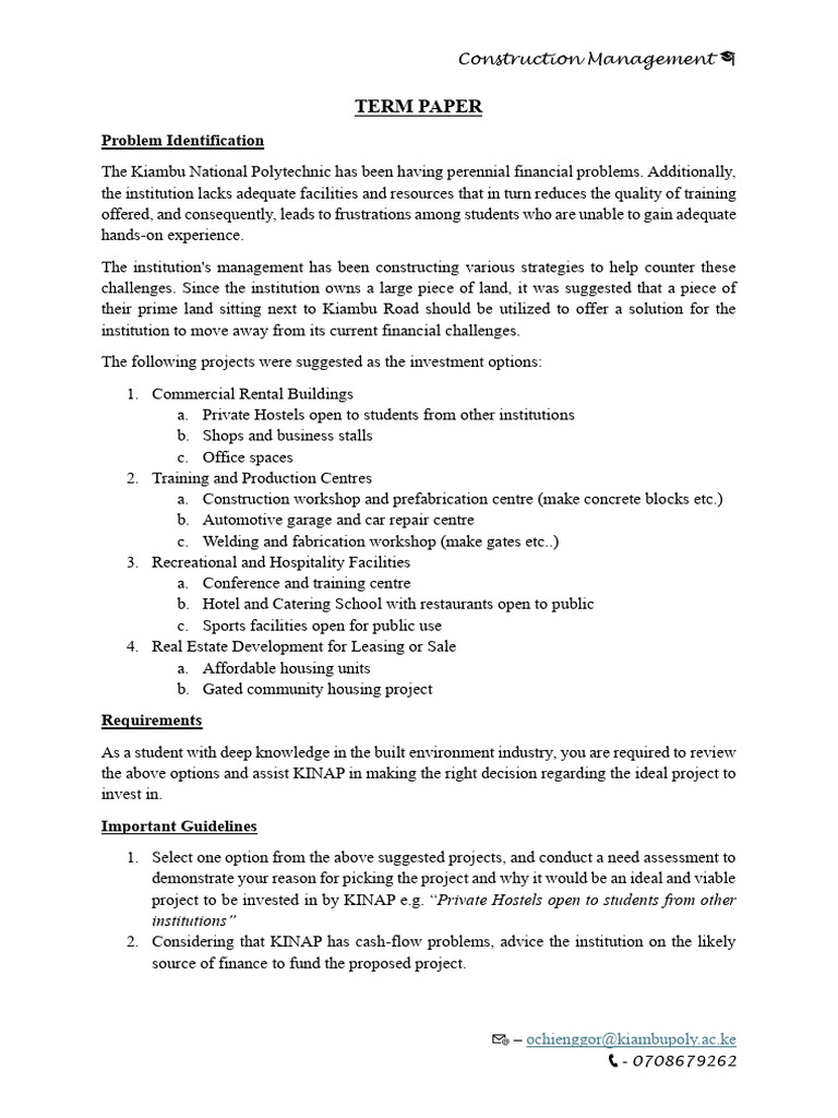 Term Paper - Construction Management | PDF