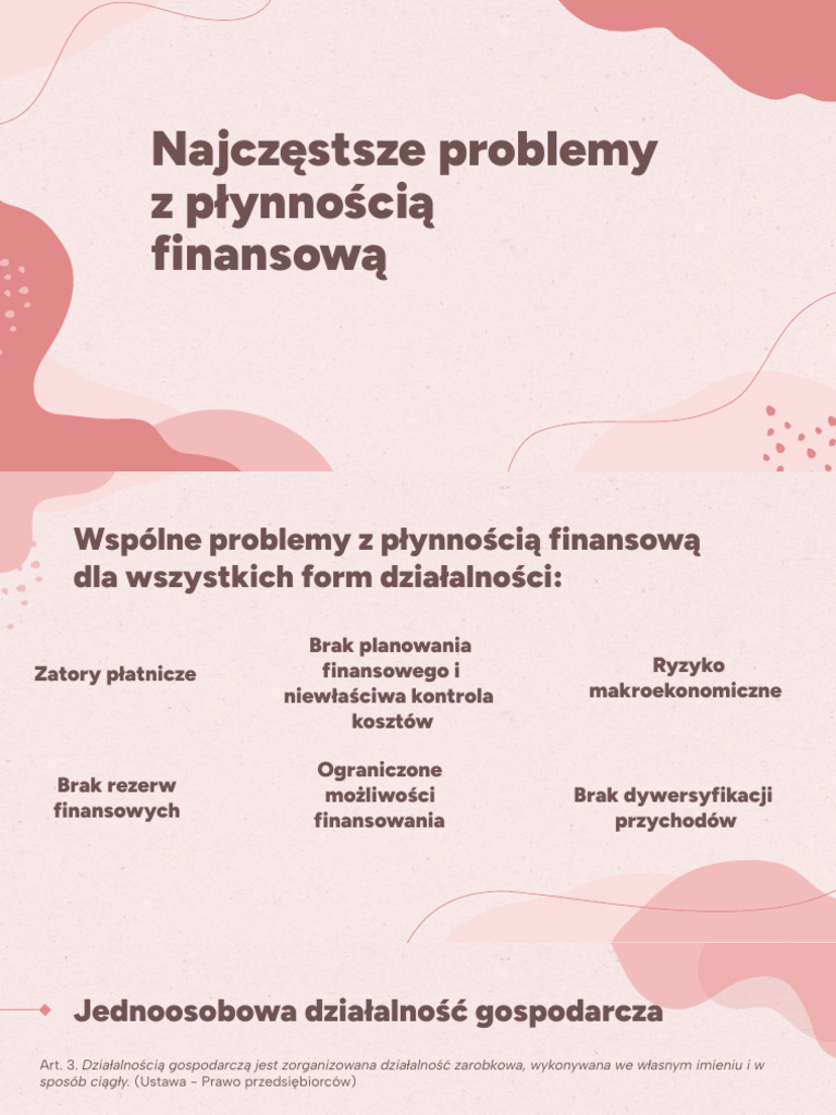 Najczęstsze Problemy Z Płynnością Finansową | PDF