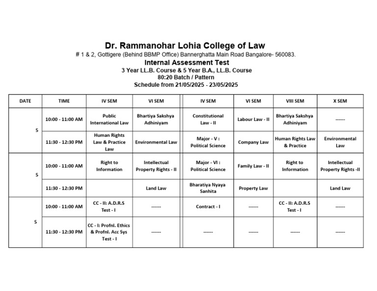 Revised Even Sem IA Test Time Table 2024-25 - 1 - 80243261 | PDF ...