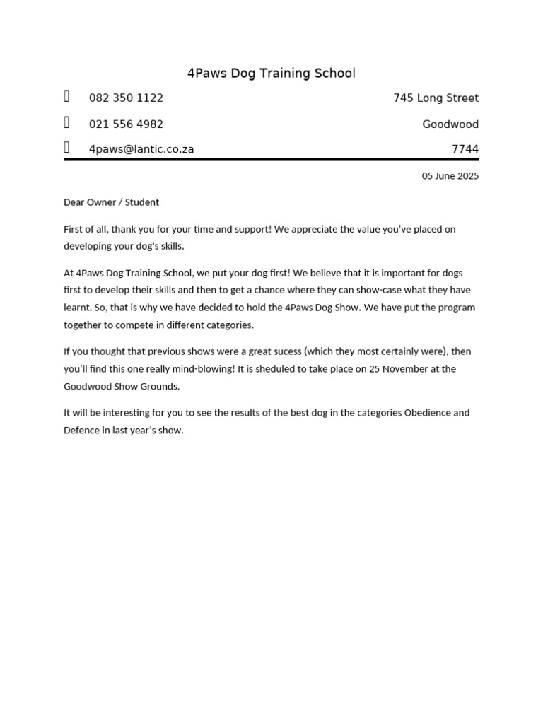 Letter Dog Owners | PDF
