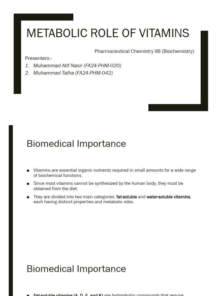 Metabolic Role of Vitamins | PDF | Vitamin A | Vitamin D