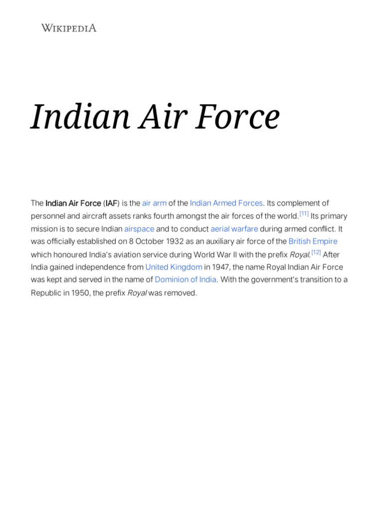 Overview of the Indian Air Force | PDF | Military | Aviation