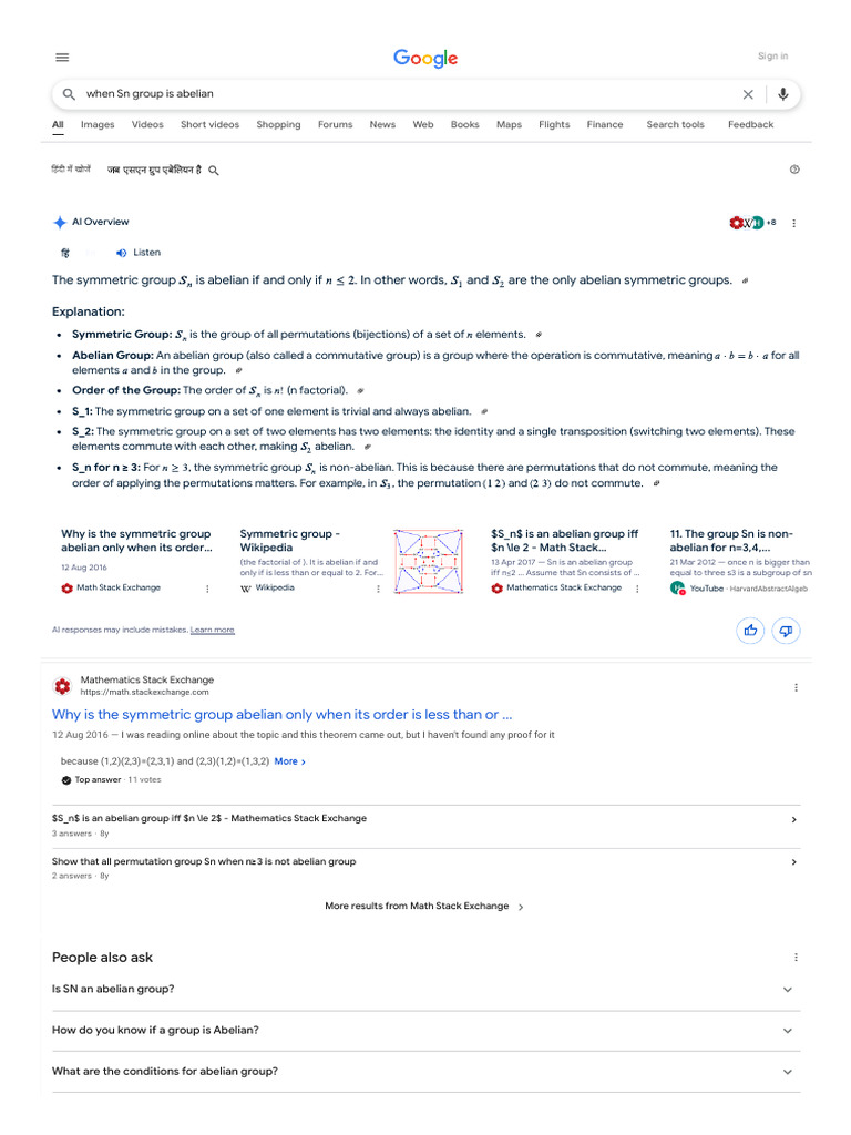 When SN Group Is Abelian - Google Search | PDF | Mathematical Concepts ...