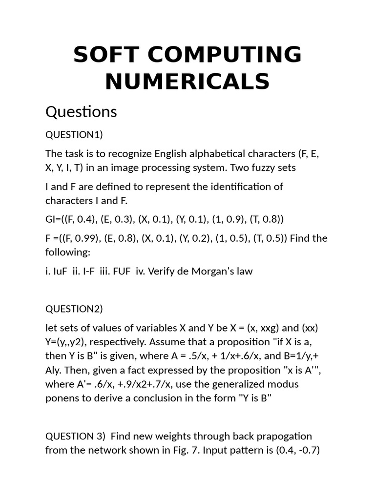 Soft Computing Numericals | PDF | Applied Mathematics | Algorithms