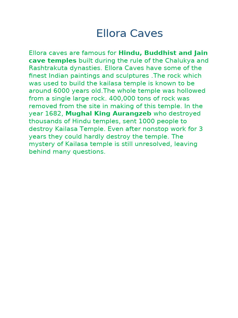 History and Mysteries of Ellora Caves | PDF