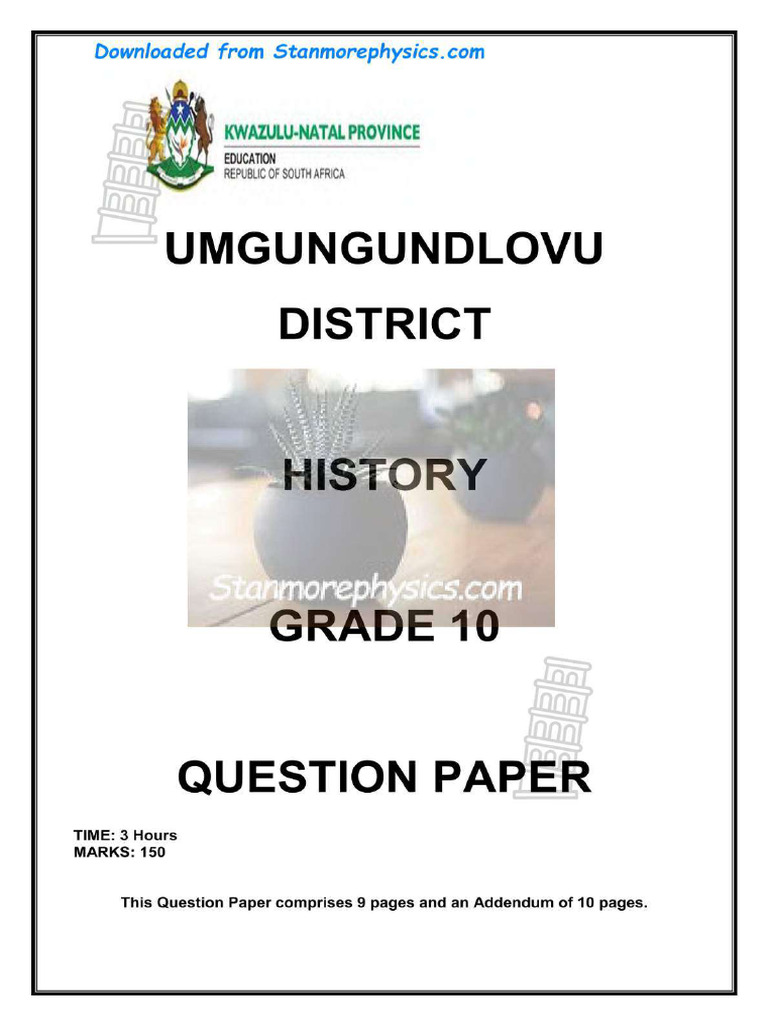 KZN History Grade 10 November 2023 QP and Memo | PDF