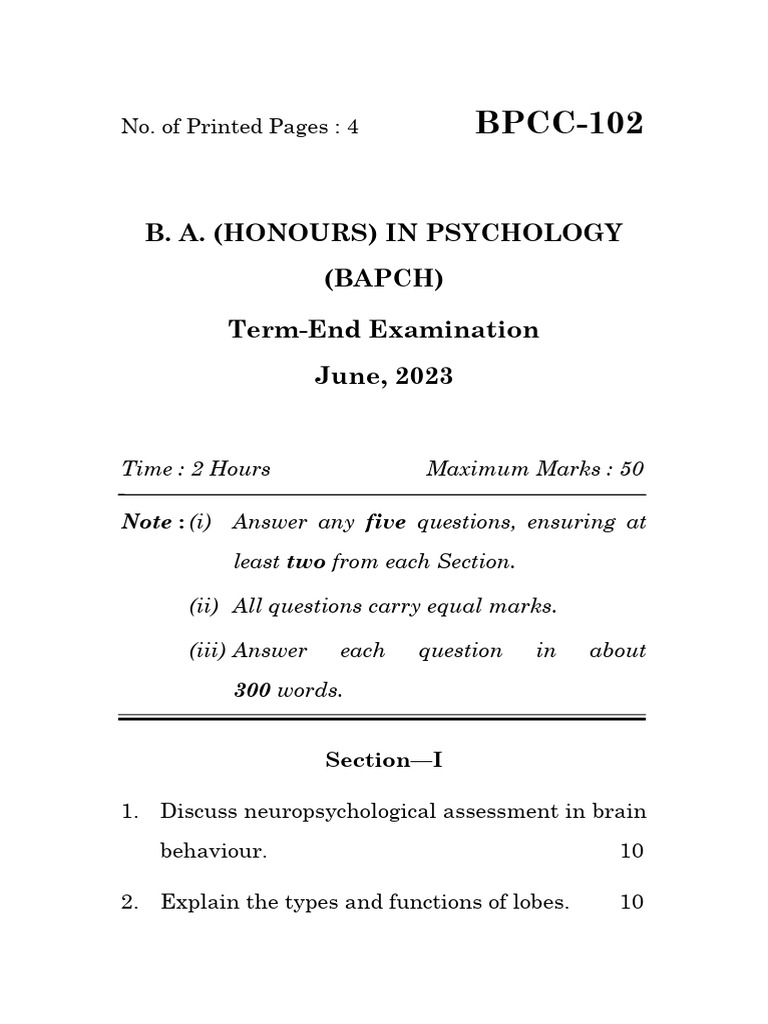 Biopsychology Exam Guidelines | PDF