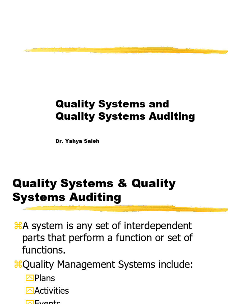 Quality Systems and Auditing Overview | PDF | Quality Management | Six ...