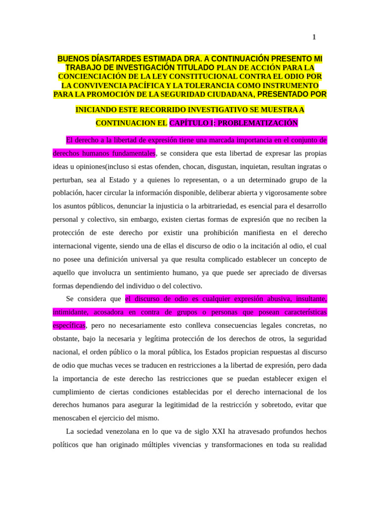 Discurso Ley Contra El Odio | PDF | Libertad de expresión | Tolerancia