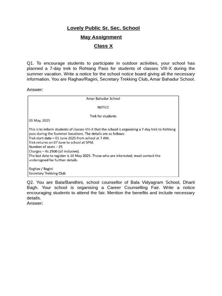 Eng Assignment Class 10 May | PDF