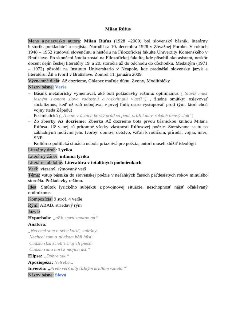 Milan Rúfus, Válek | PDF