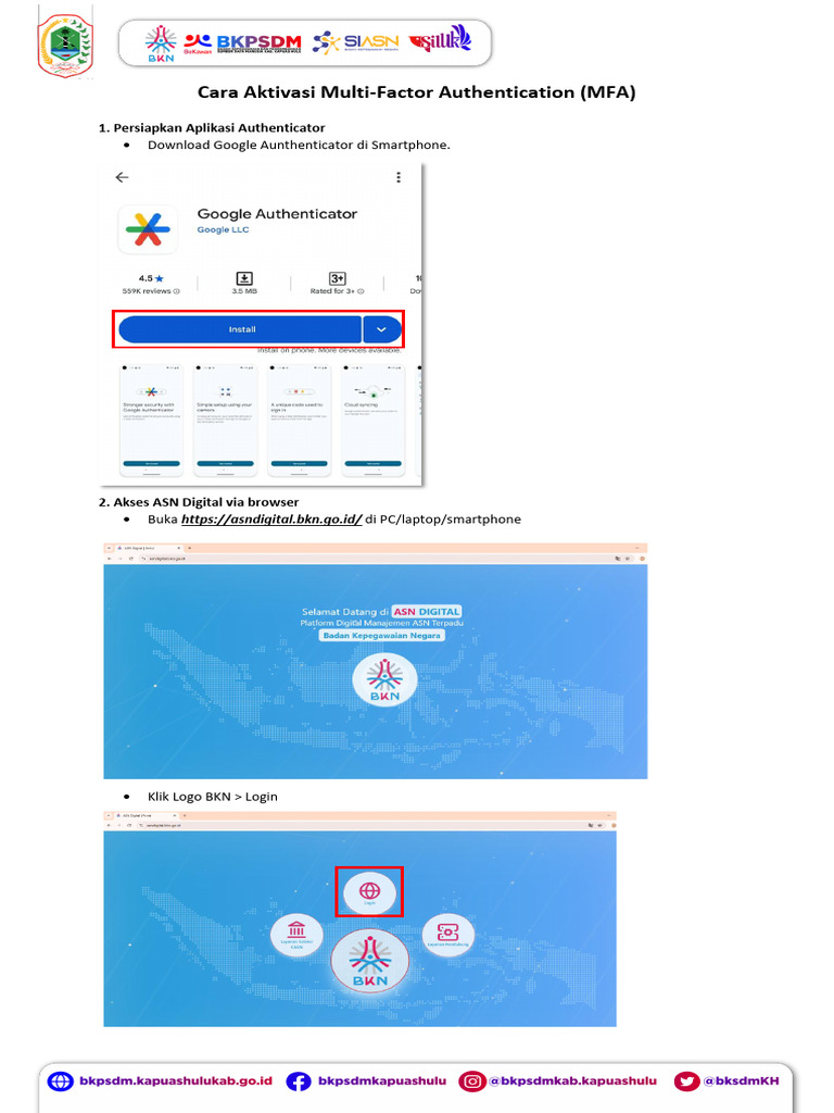 Aktivasi MFA di ASN Digital | PDF